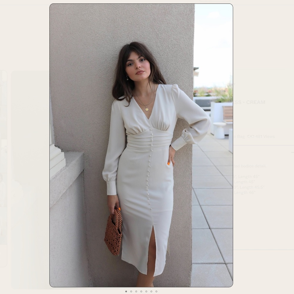 NEW ANTHROPOLOGIE J.O.A. BUTTON DOWN MIDI DRESS - CREAM